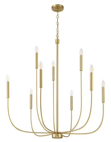 Craftmade Nine Light Chandelier from the Traci collection in Satin Brass finish