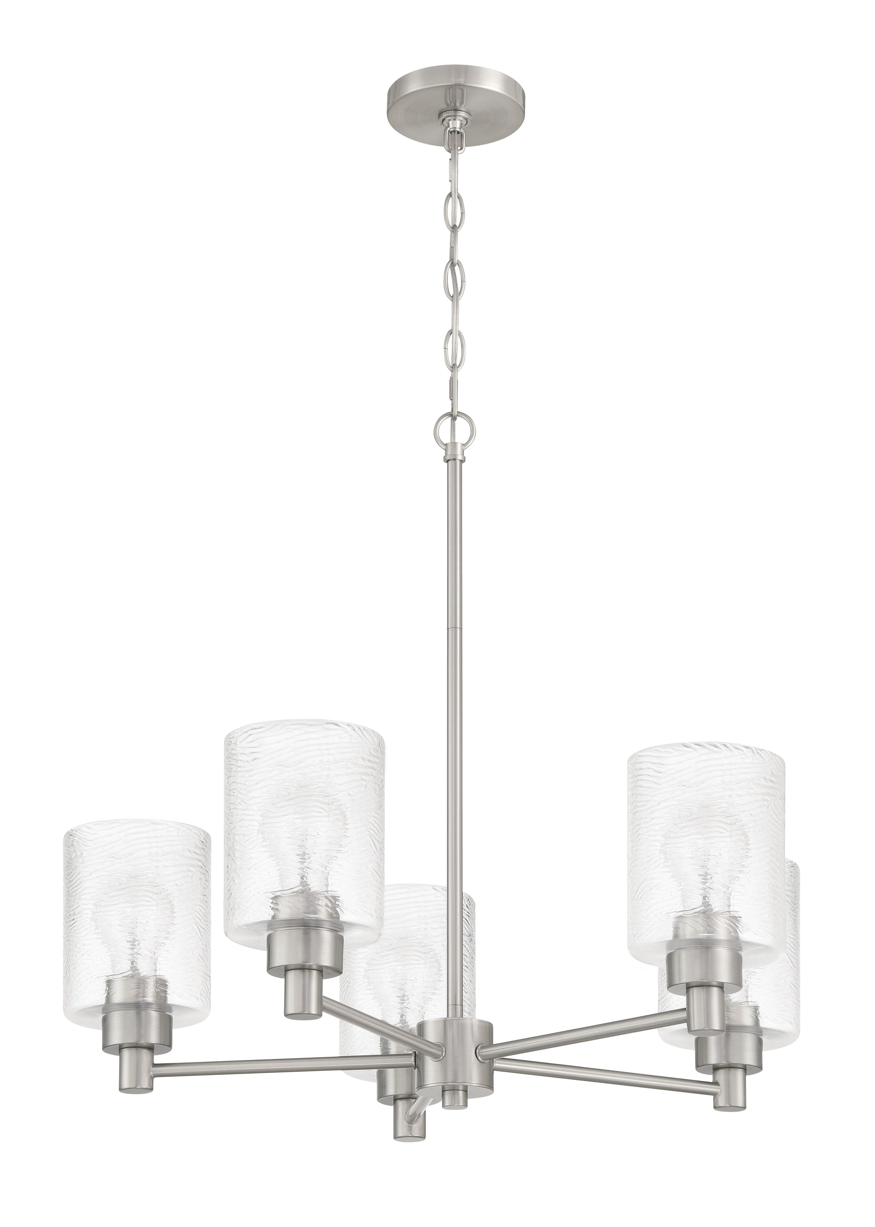 Craftmade Five Light Chandelier from the Lyndsey collection in Brushed Polished Nickel finish