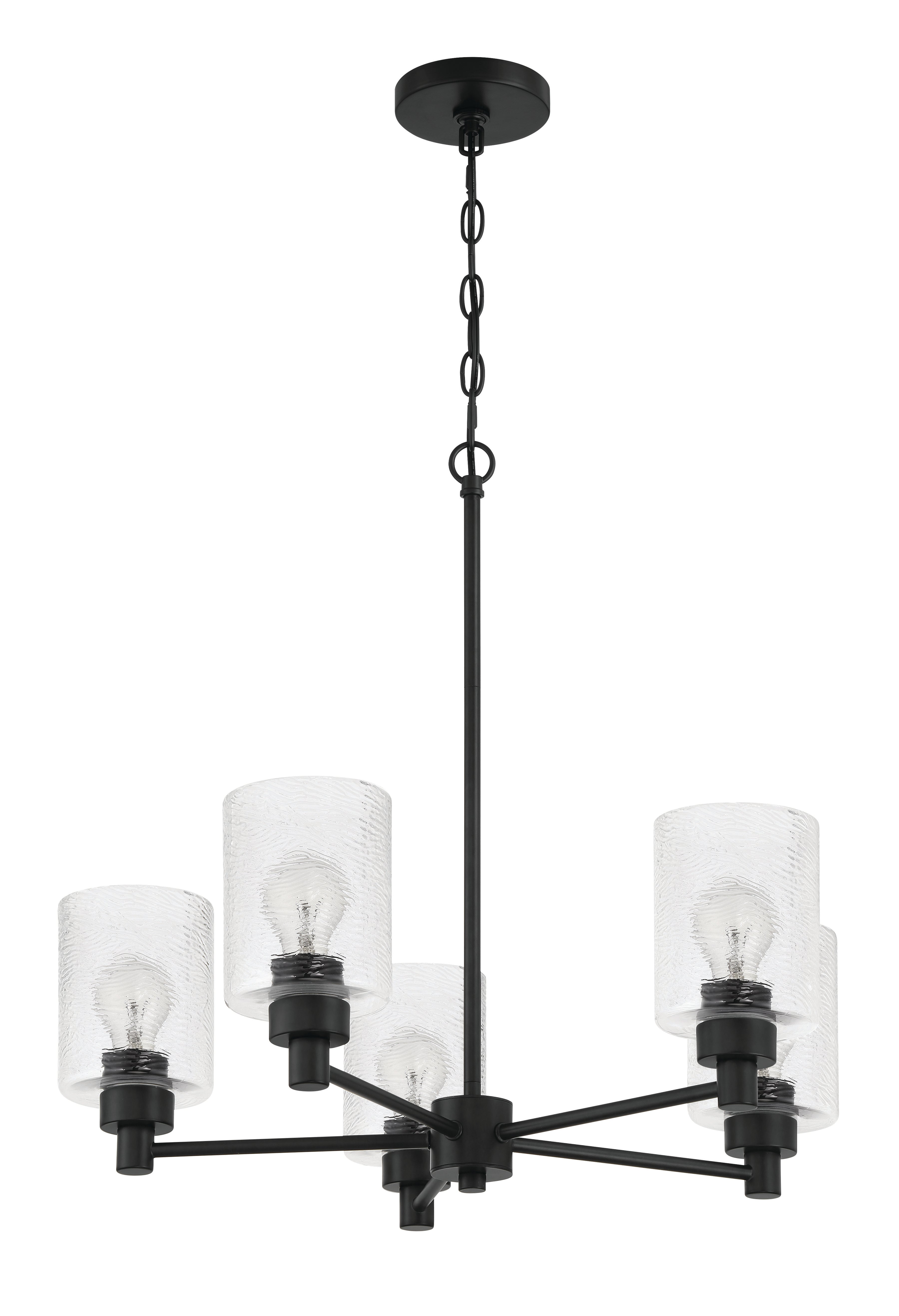 Craftmade Five Light Chandelier from the Lyndsey collection in Flat Black finish