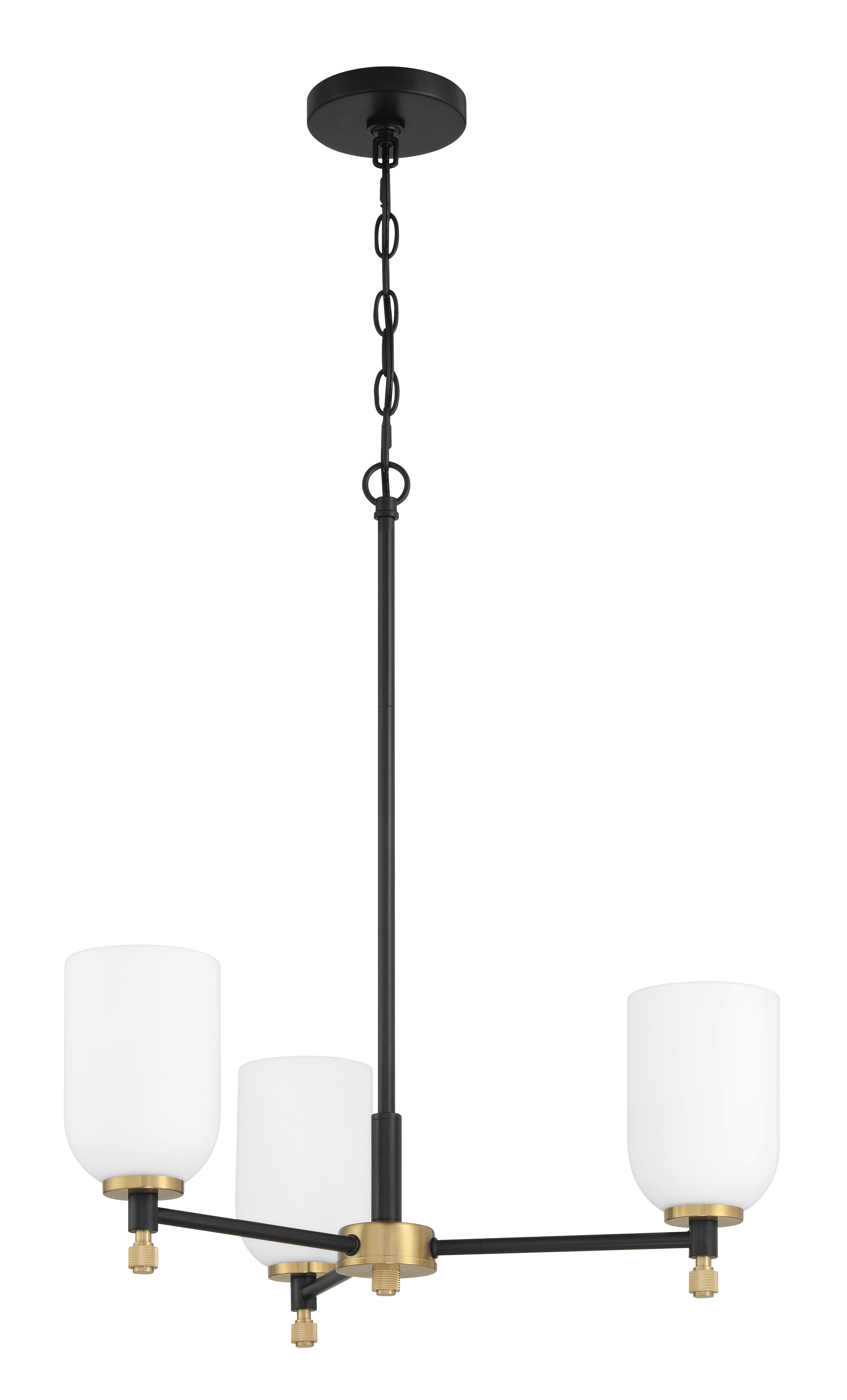 Craftmade Three Light Chandelier from the Council collection in Flat Black/Satin Brass finish