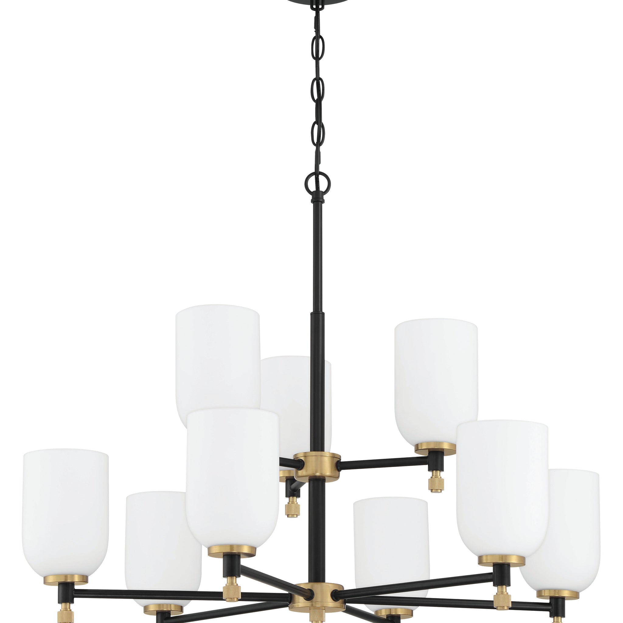 Craftmade Nine Light Chandelier from the Council collection in Flat Black/Satin Brass finish