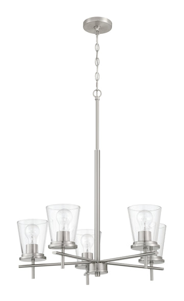 Craftmade Five Light Chandelier from the Connell collection in Brushed Polished Nickel finish