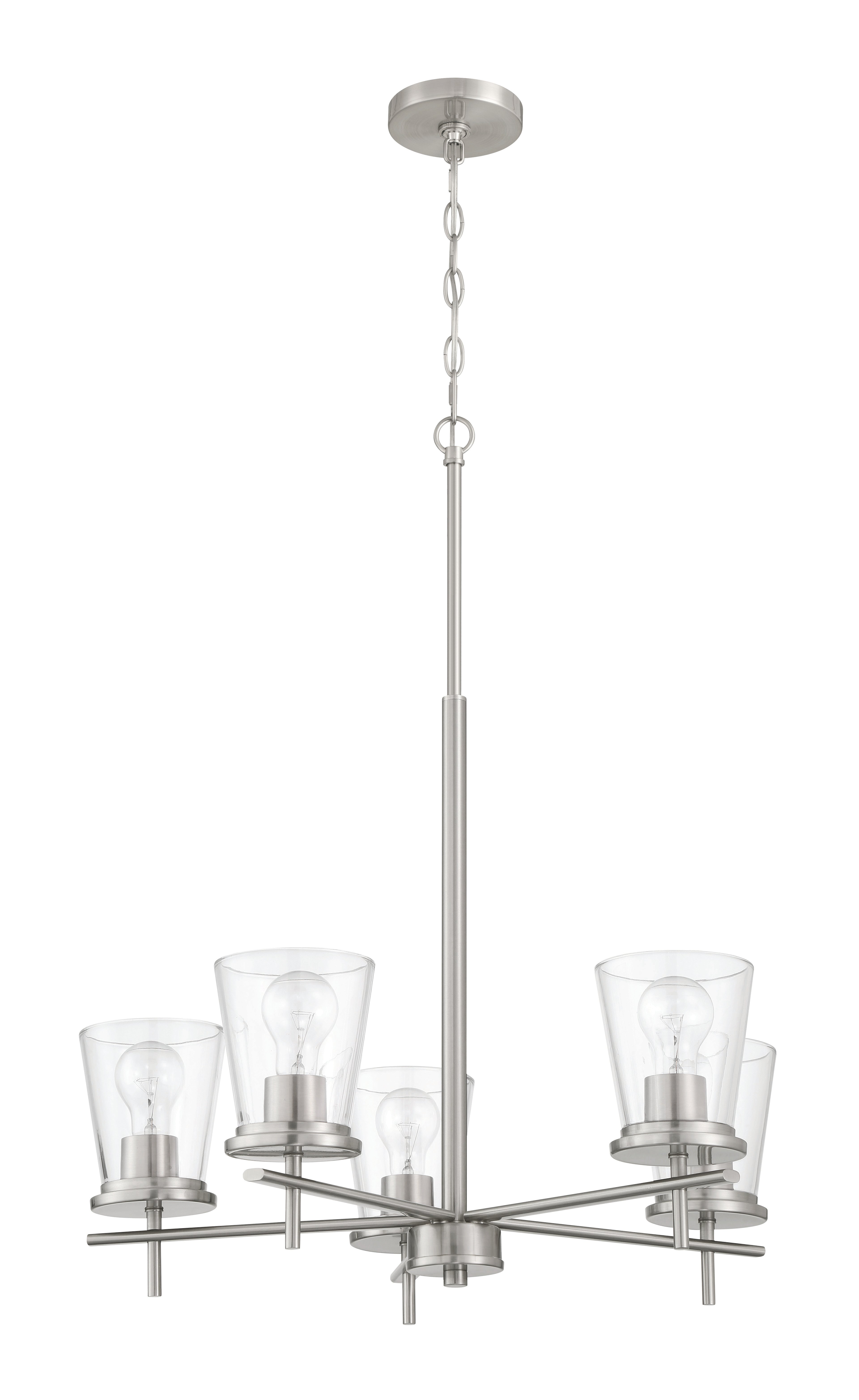 Craftmade Five Light Chandelier from the Connell collection in Brushed Polished Nickel finish