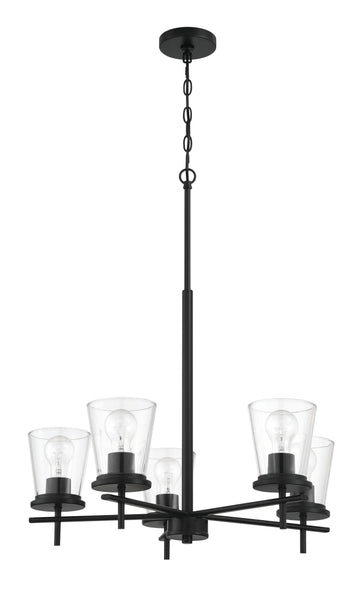 Craftmade Five Light Chandelier from the Connell collection in Flat Black finish