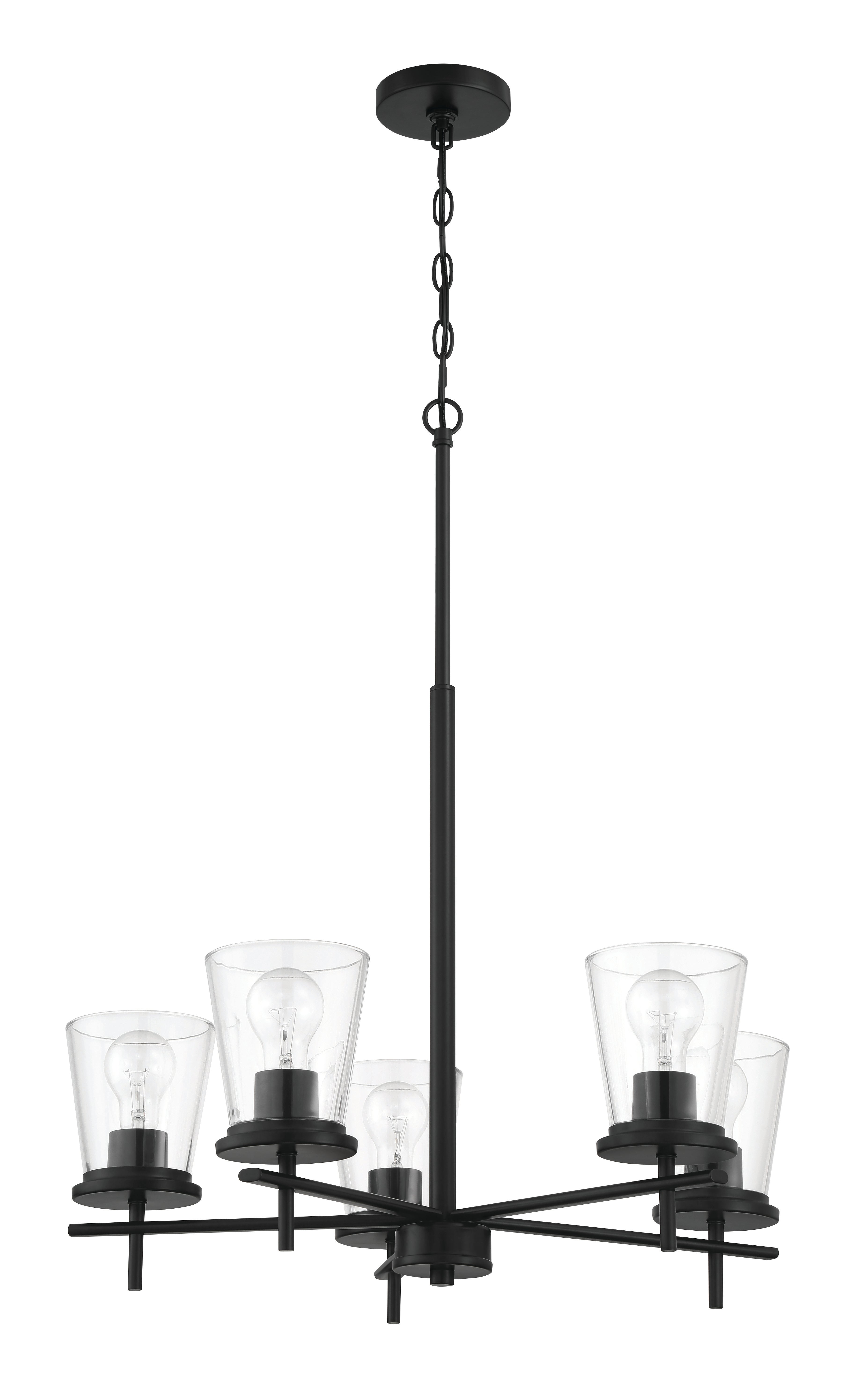Craftmade Five Light Chandelier from the Connell collection in Flat Black finish
