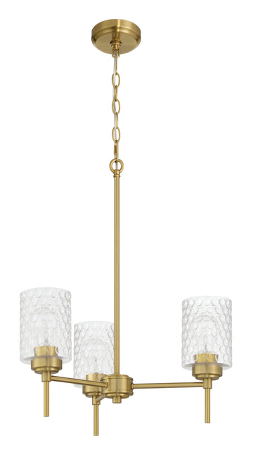 Craftmade Three Light Chandelier from the Claire collection in Satin Brass finish