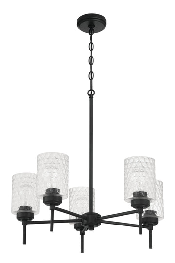 Craftmade Five Light Chandelier from the Claire collection in Flat Black finish