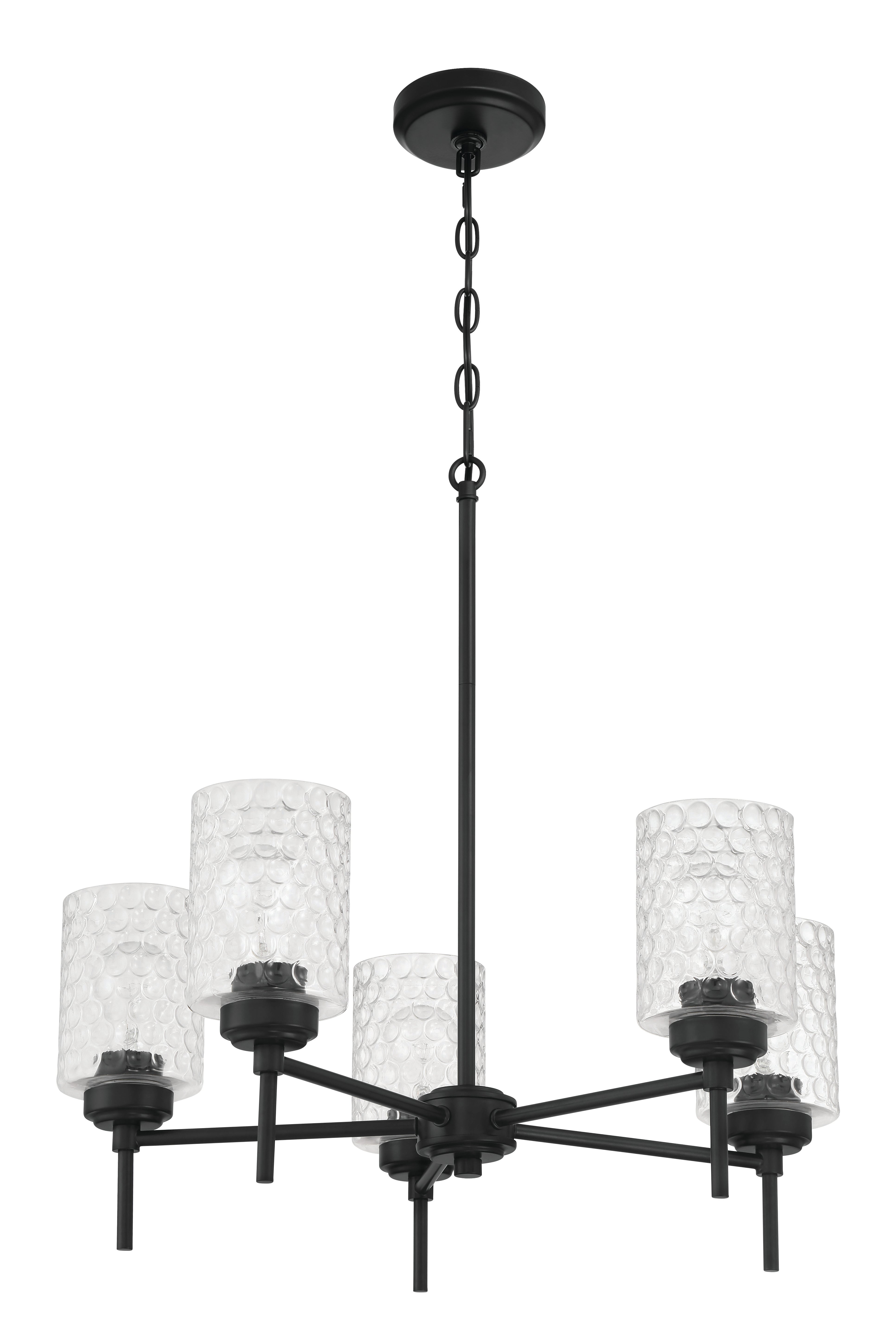 Craftmade Five Light Chandelier from the Claire collection in Flat Black finish
