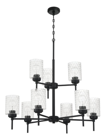 Craftmade Nine Light Chandelier from the Claire collection in Flat Black finish