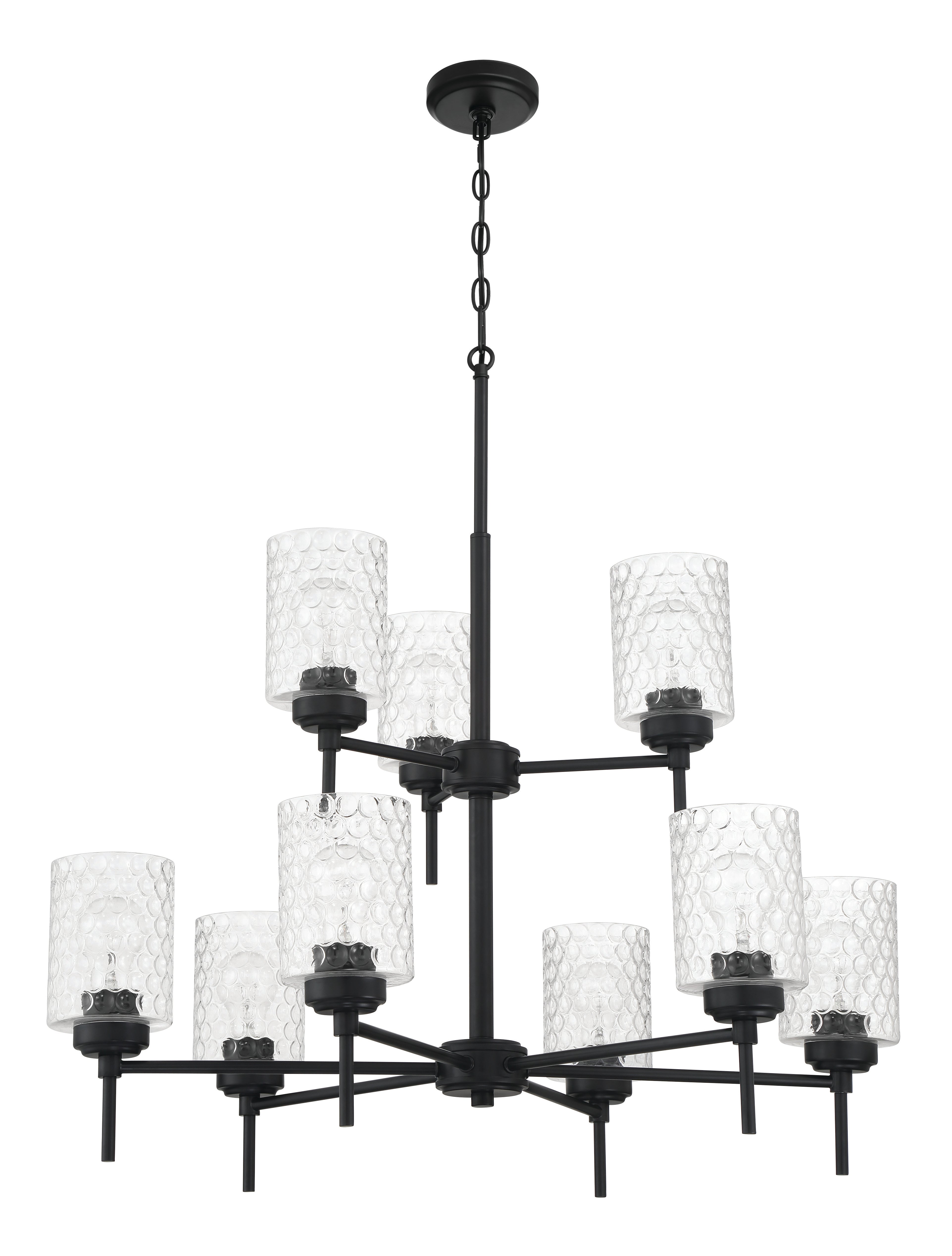 Craftmade Nine Light Chandelier from the Claire collection in Flat Black finish