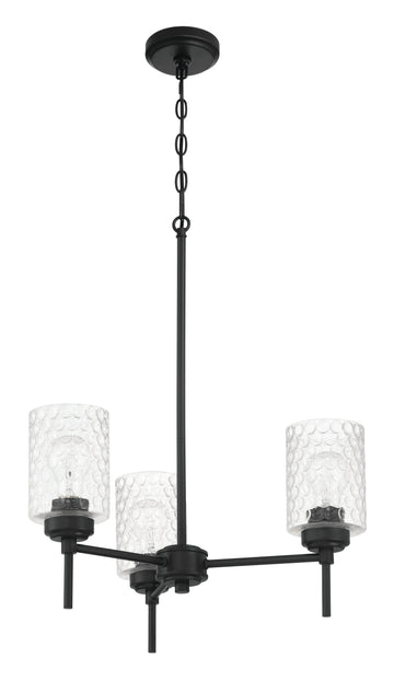 Craftmade Three Light Chandelier from the Claire collection in Flat Black finish