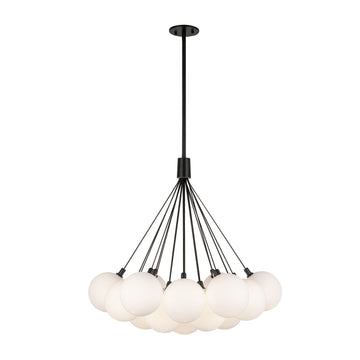 Kuzco Lighting LED Chandelier from the Bolla collection in Black/Opal Glass finish