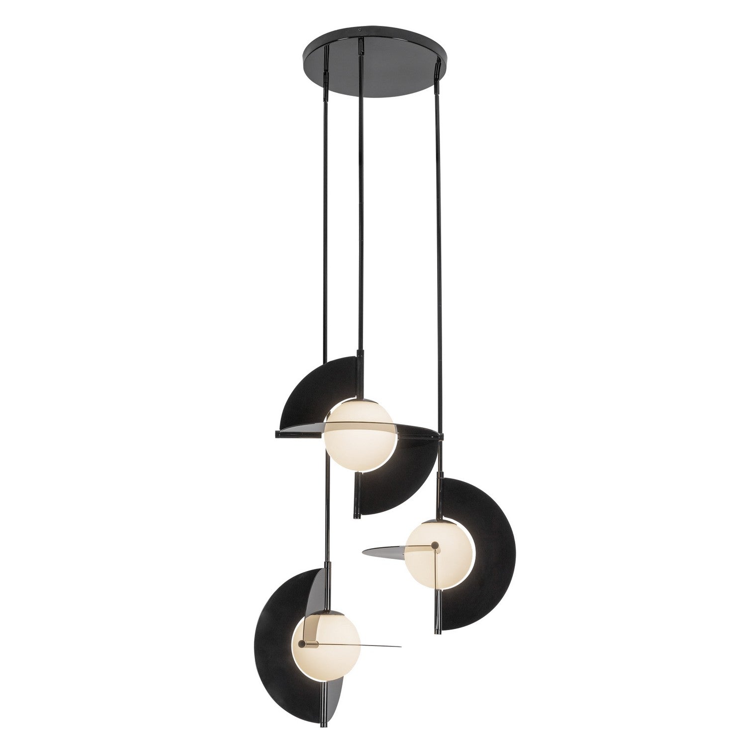 Kuzco Lighting LED Chandelier from the Scorpio collection in Glossy Black/Opal Glass finish