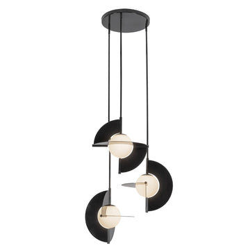 Kuzco Lighting LED Chandelier from the Scorpio collection in Glossy Black/Opal Glass finish