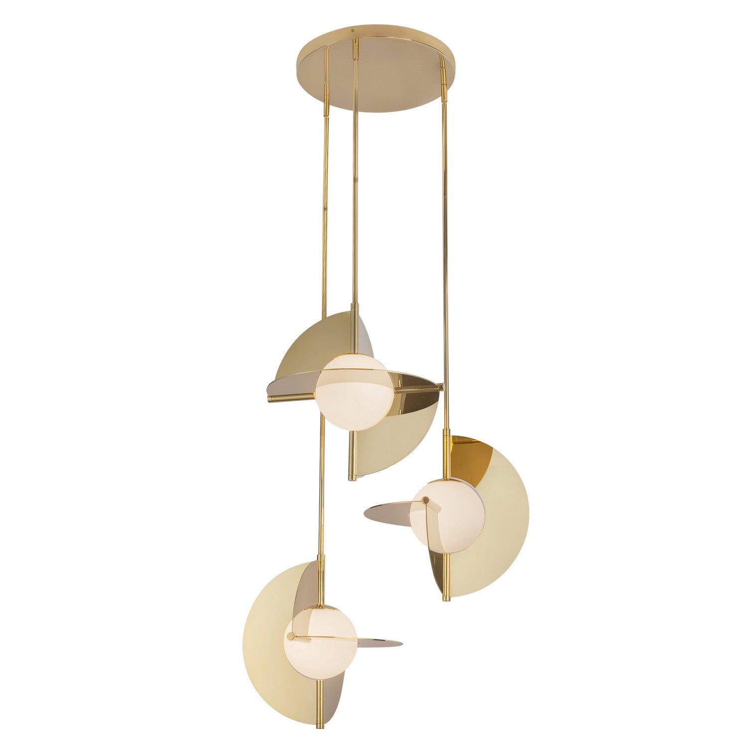 Kuzco Lighting LED Chandelier from the Scorpio collection in Metallic Brass/Opal Glass finish