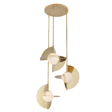 Kuzco Lighting LED Chandelier from the Scorpio collection in Metallic Brass/Opal Glass finish