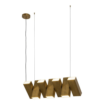 Kuzco Lighting LED Linear Pendant from the Domino collection in Vintage Brass finish