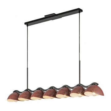 Kuzco Lighting Seven Light Linear Pendant from the Atlas collection in Black/Burgundy finish