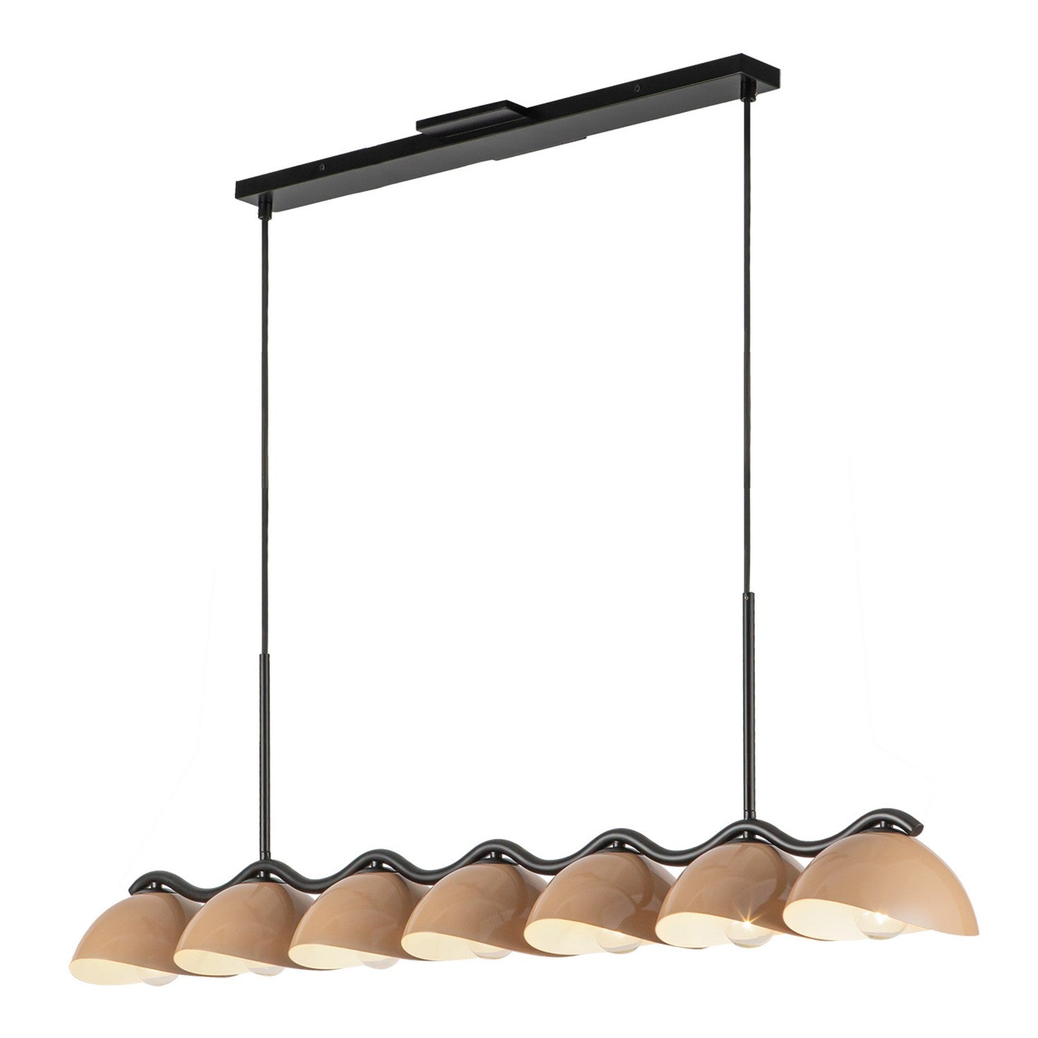 Kuzco Lighting Seven Light Linear Pendant from the Atlas collection in Black/Peach finish