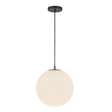Kuzco Lighting One Light Pendant from the Marco collection in Black/Opal Glass finish