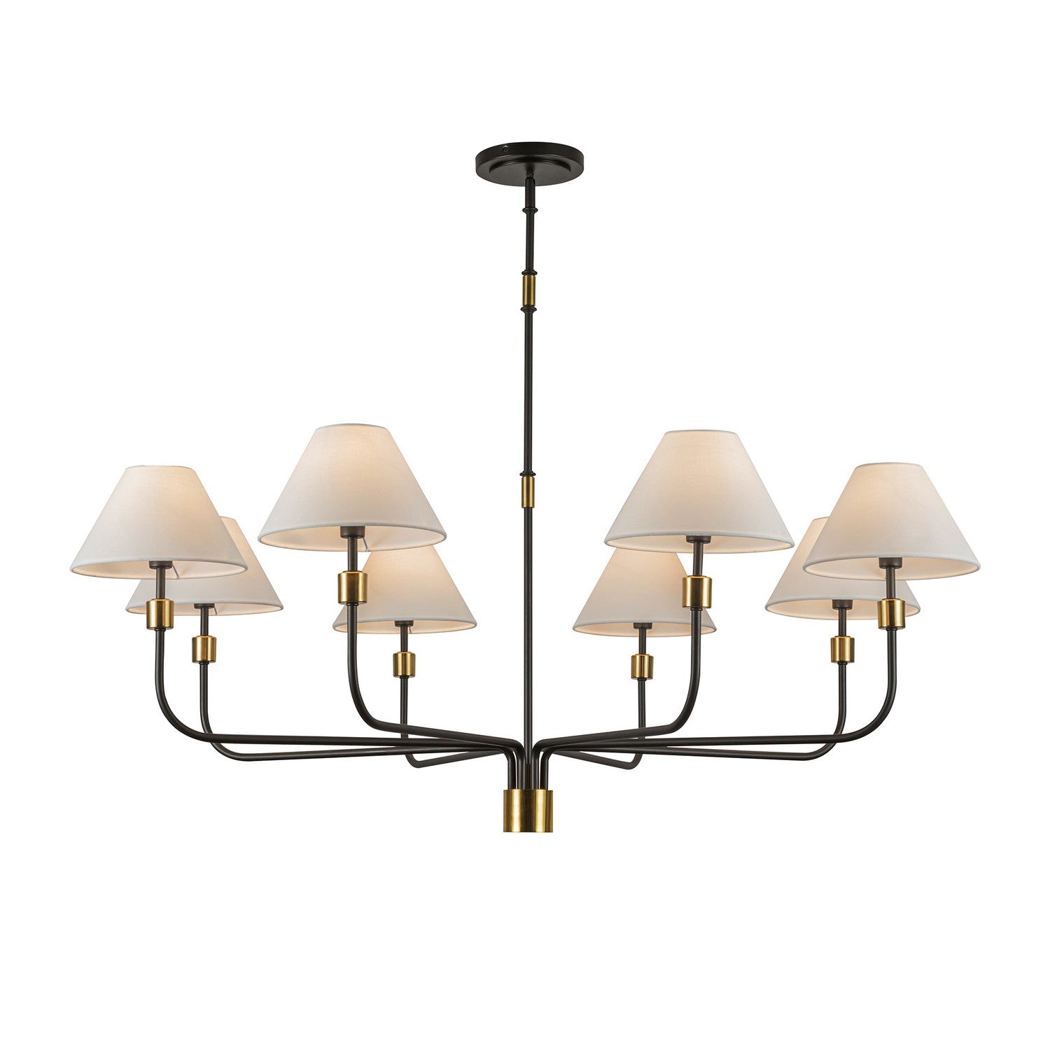 Artcraft Eight Light Chandelier from the Providence collection in Black, Brushed Brass finish