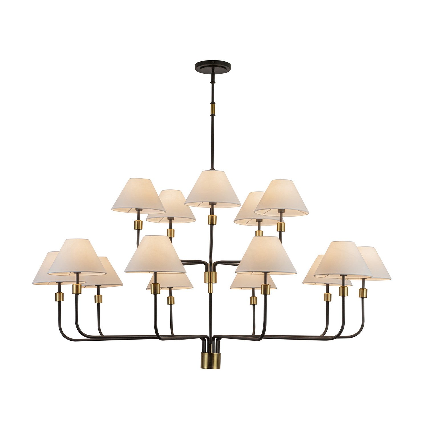 Artcraft 15 Light Chandelier from the Providence collection in Black, Brushed Brass finish