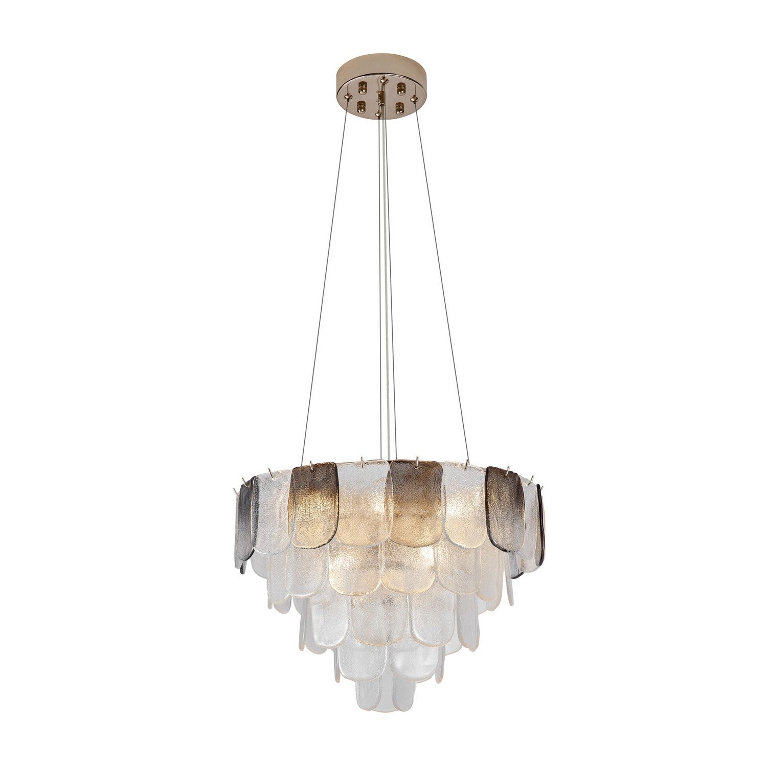 Artcraft 12 Light Chandelier from the Bianca collection in Polished Nickel, Crystalline Smoke finish