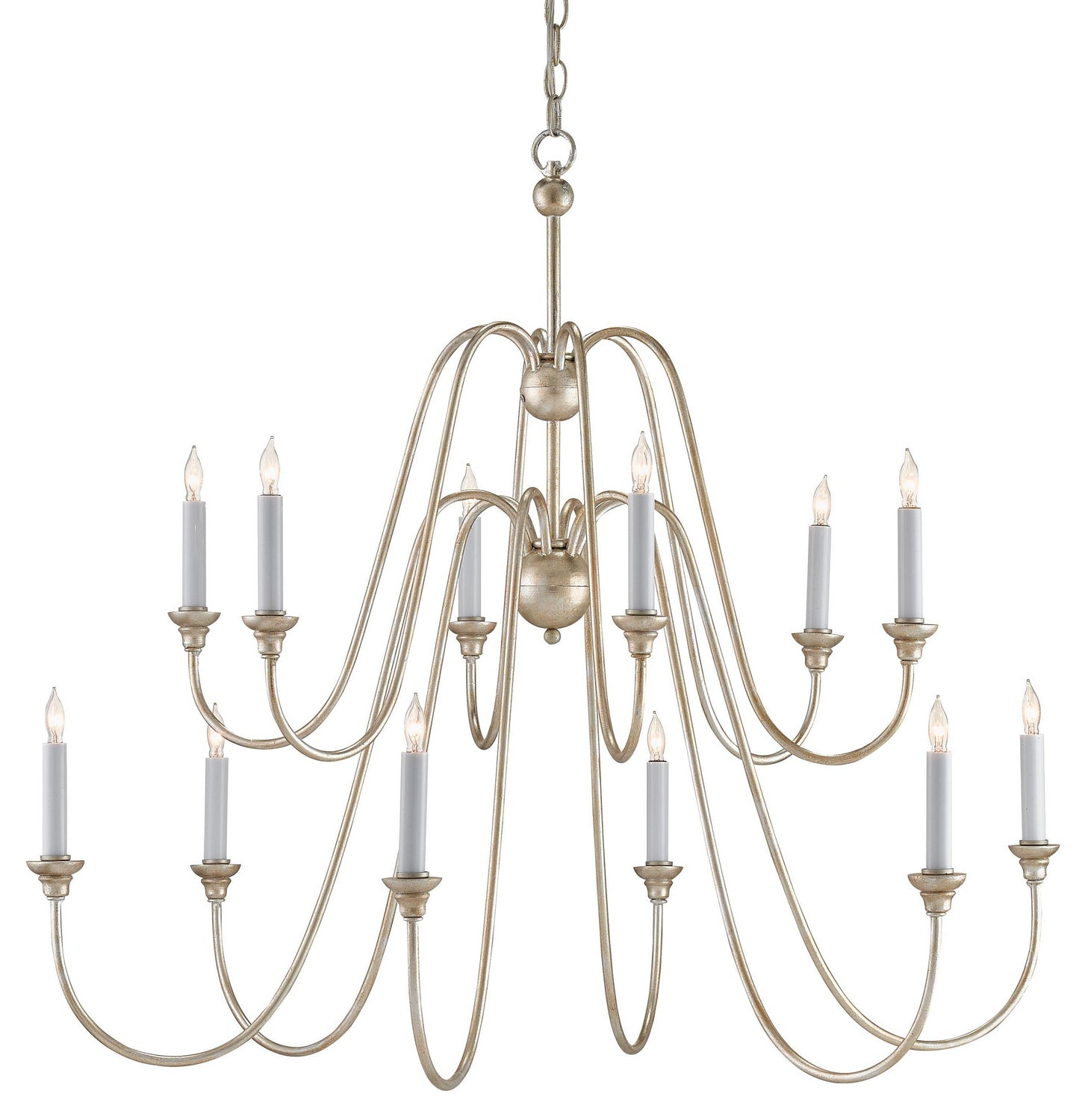 Currey and Company 12 Light Chandelier in Silver Leaf finish