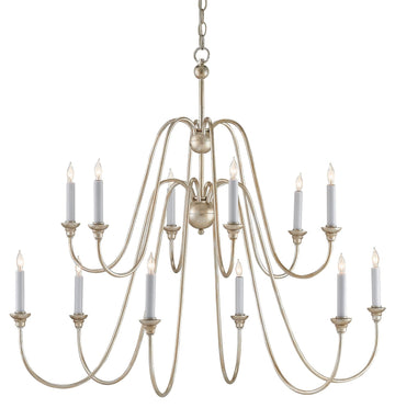 Currey and Company 12 Light Chandelier in Silver Leaf finish
