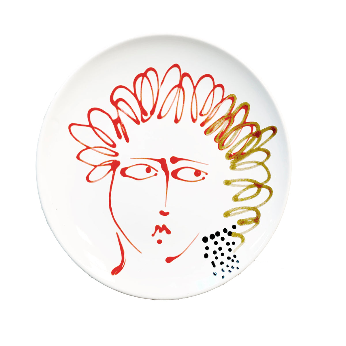 Abigails Pablo Face Plate, Saffron/Crimson/Black