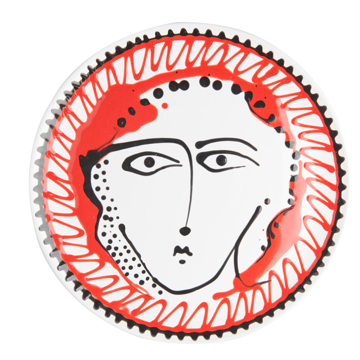 Abigails Pablo Face Plate, Large, Black with Red Border