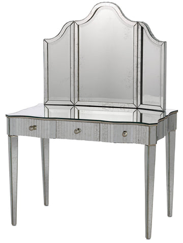 Currey and Company Mirror from the Gilda Collection collection in Granello Silver Leaf/Antique Mirror finish