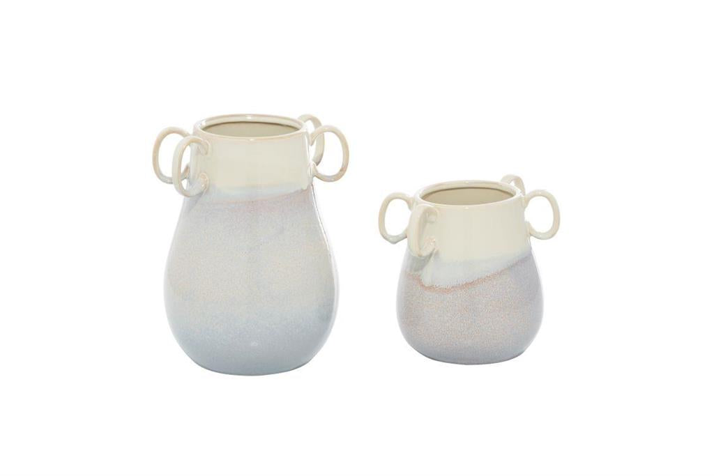 Design Shop  White Ceramic Vase w/ Handles
