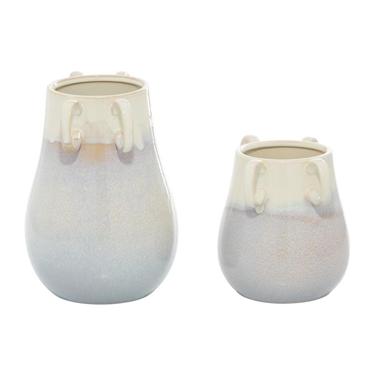 Design Shop  White Ceramic Vase w/ Handles