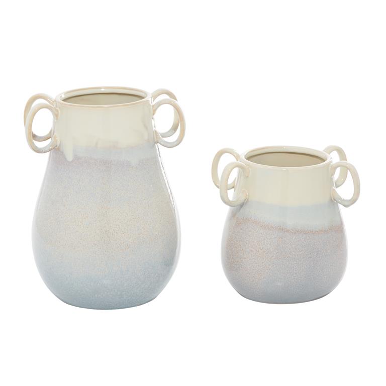 Design Shop  White Ceramic Vase w/ Handles