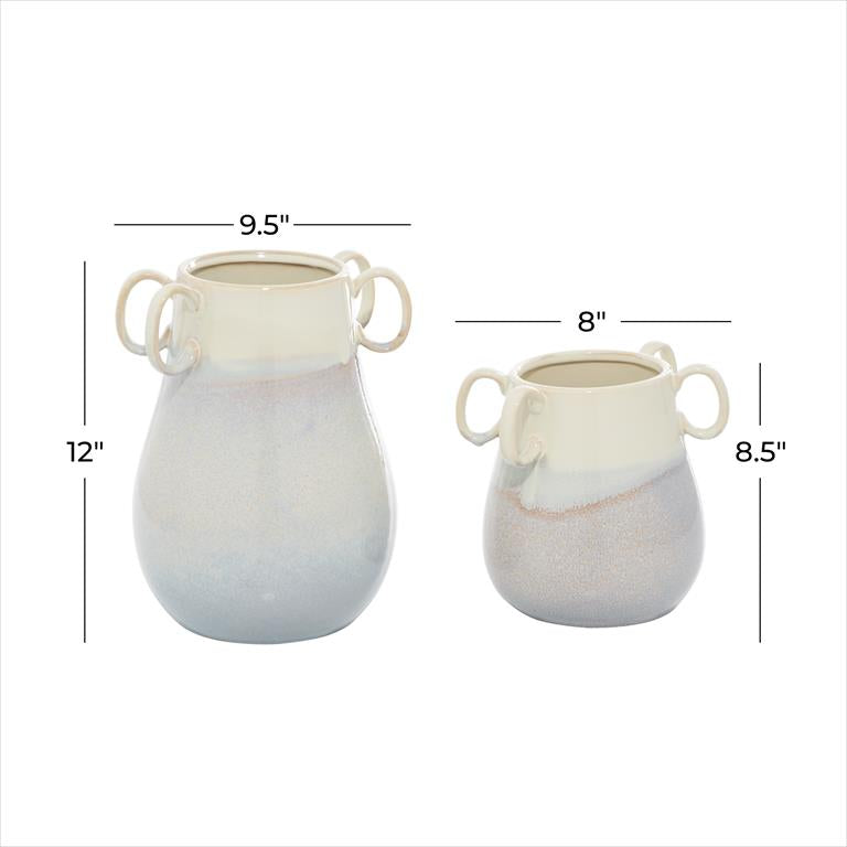 Design Shop  White Ceramic Vase w/ Handles