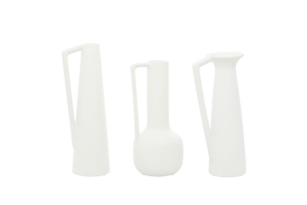 Design Shop  Cosmoliving By Cosmopolitan 12 inch White Ceramic Vase w/ Handles