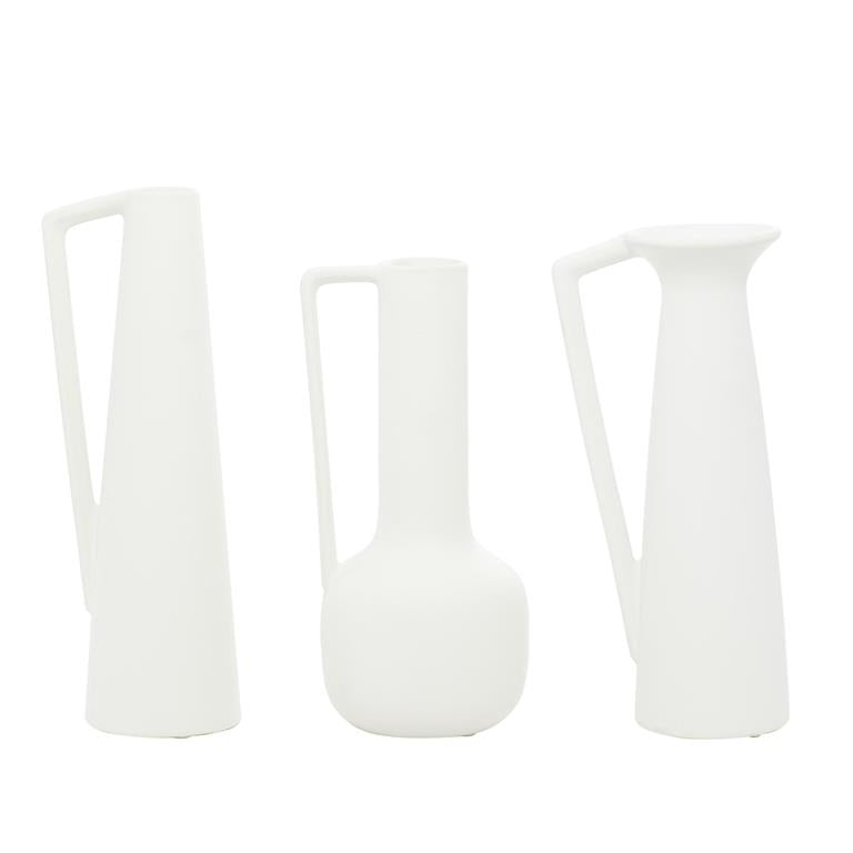 Design Shop  Cosmoliving By Cosmopolitan 12 inch White Ceramic Vase w/ Handles