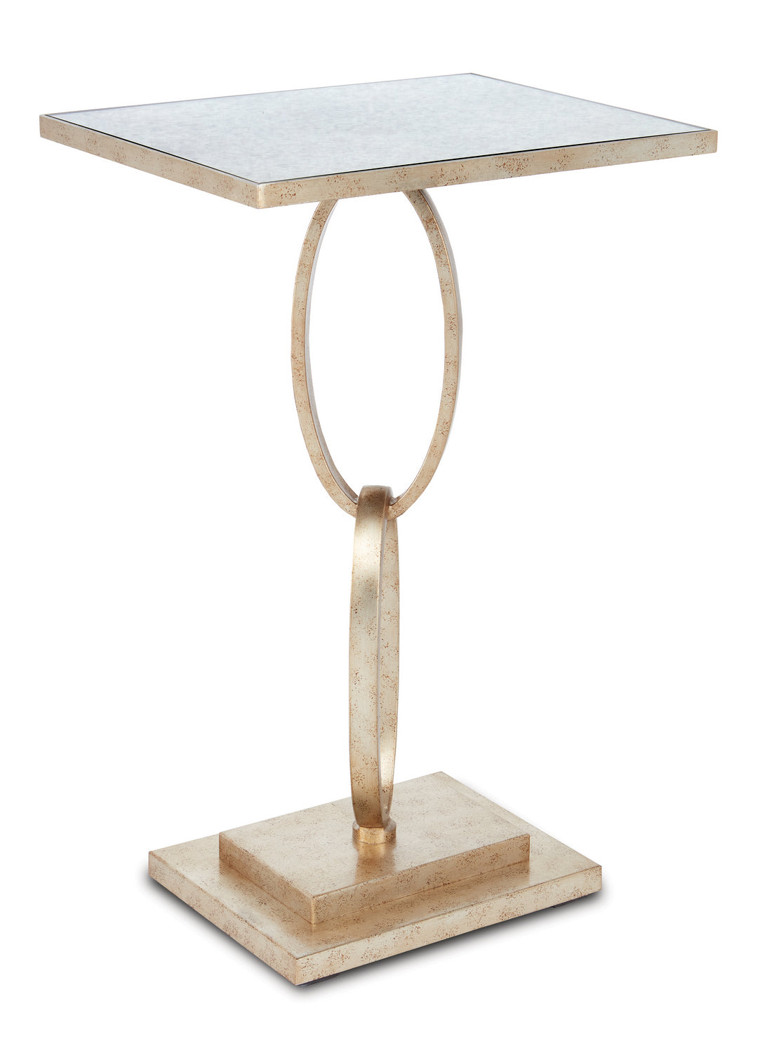 Currey and Company Accent Table from the Bangle Collection collection in Silver Leaf/Antique Mirror finish