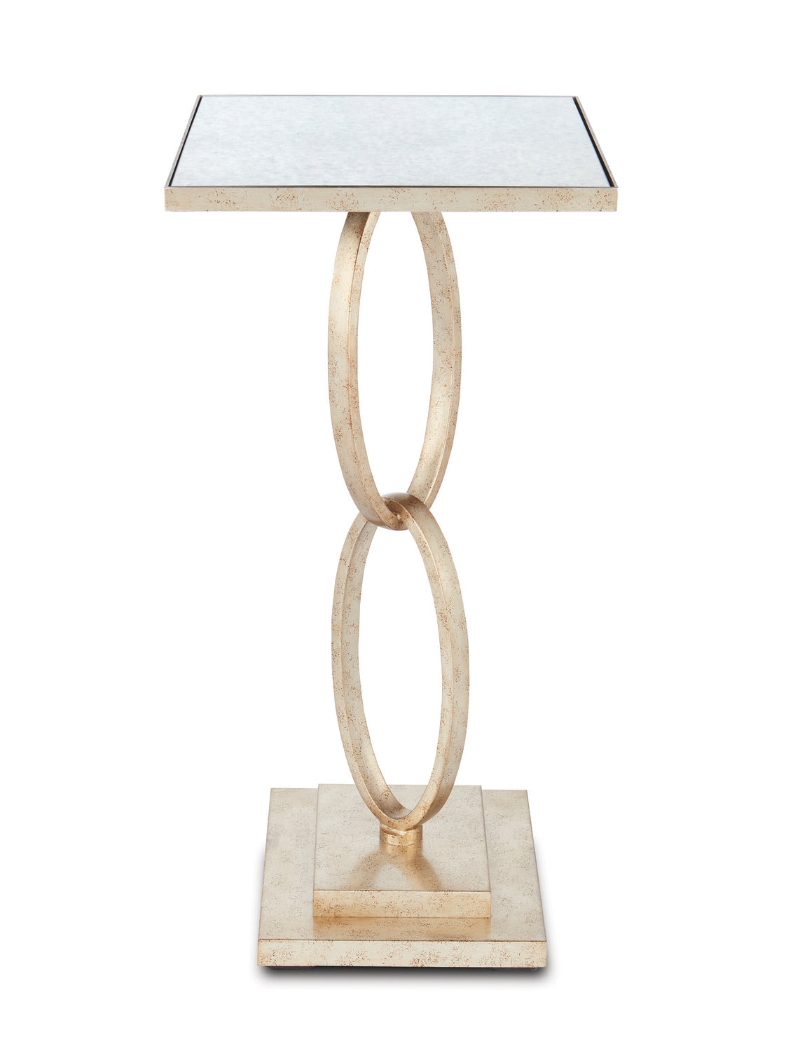 Currey and Company Accent Table from the Bangle Collection collection in Silver Leaf/Antique Mirror finish