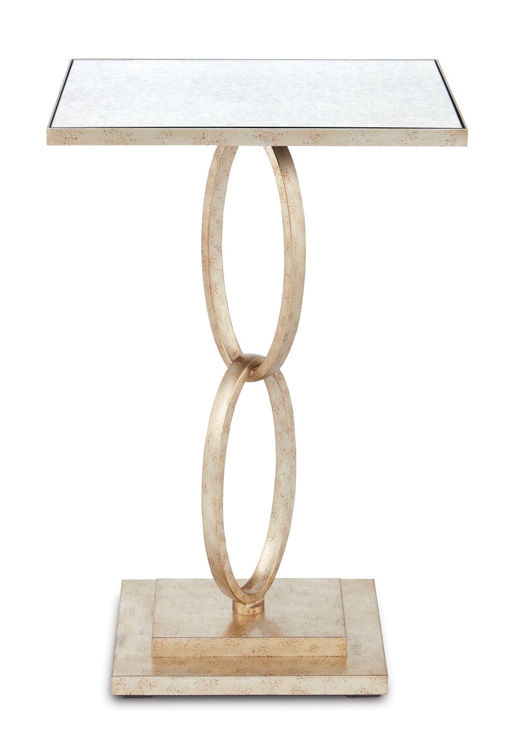 Currey and Company Accent Table from the Bangle Collection collection in Silver Leaf/Antique Mirror finish