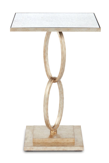 Currey and Company Accent Table from the Bangle Collection collection in Silver Leaf/Antique Mirror finish