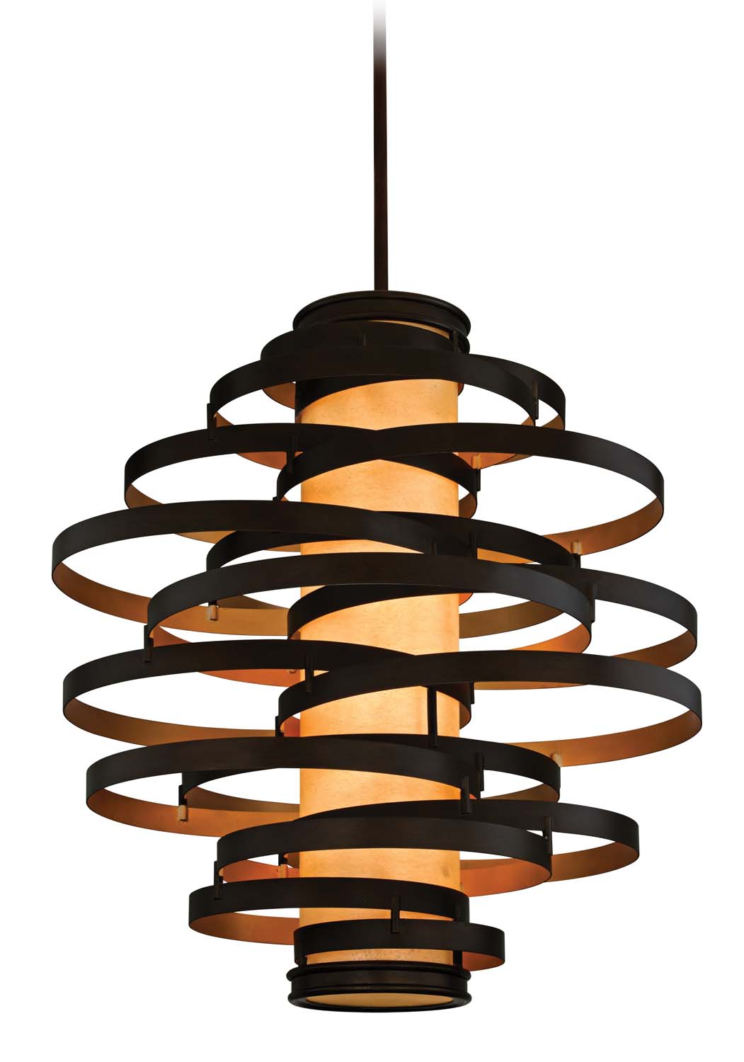 Corbett Lighting Three Light Chandelier from the Vertigo collection in Bronze And Gold Leaf finish