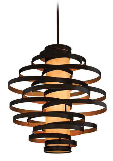 Corbett Lighting Three Light Chandelier from the Vertigo collection in Bronze And Gold Leaf finish