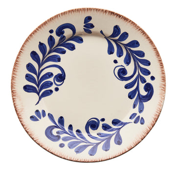 Abigails Casa Nuno Blue and White Dinner Plate, Scroll Design, Set of 2