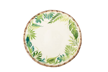 Abigails Compagnia Dinner Plate, Green Leaves w/ Bamboo, Small, Set of 4