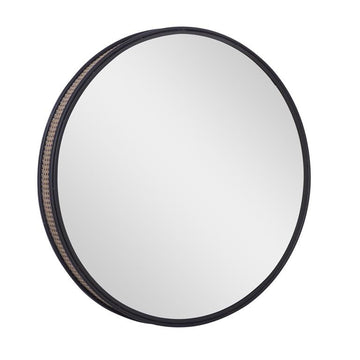 Black Metal Wall Mirror with Thin Frame, 32" X 3" X 32"