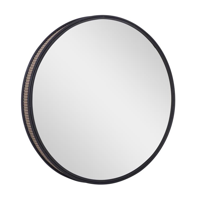 Black Metal Wall Mirror with Thin Frame, 32" X 3" X 32"