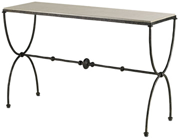 Currey and Company Console Table from the Agora Collection collection in Rustic Bronze/Polished Concrete finish
