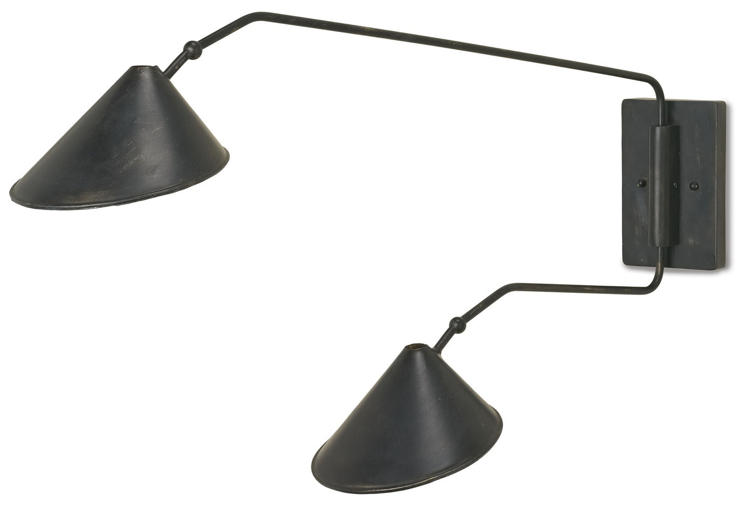 Currey and Company Two Light Wall Sconce from the Serpa Collection collection in French Black/Gold Leaf finish